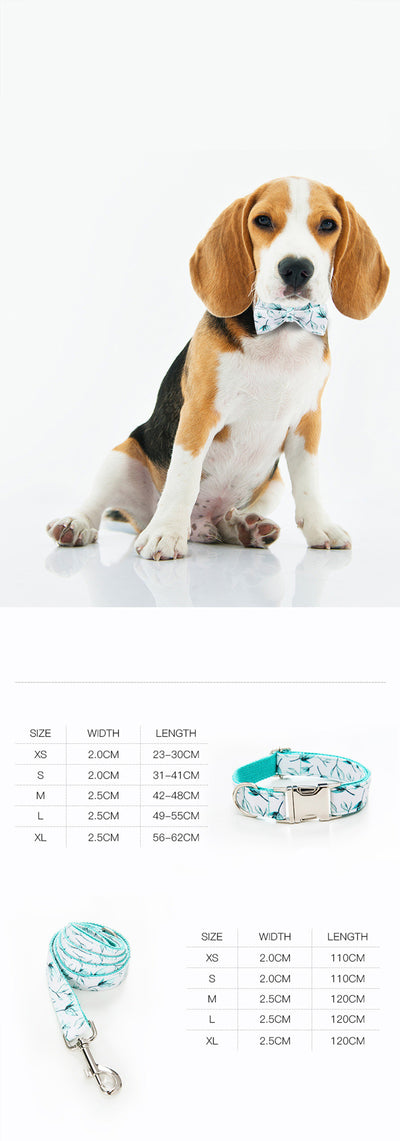 Collar y Correa para Perro Ajustable con Estampado de Hojas y Moño Personalizable - Image 12