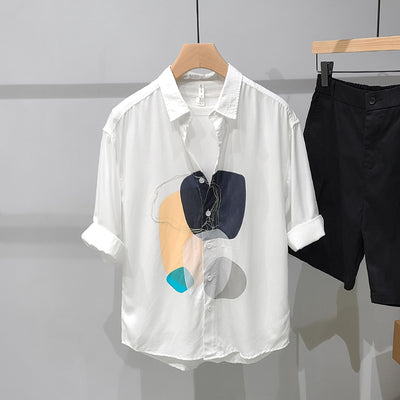 Camisa Casual de Solapa con Estampado para Hombre - Image 5
