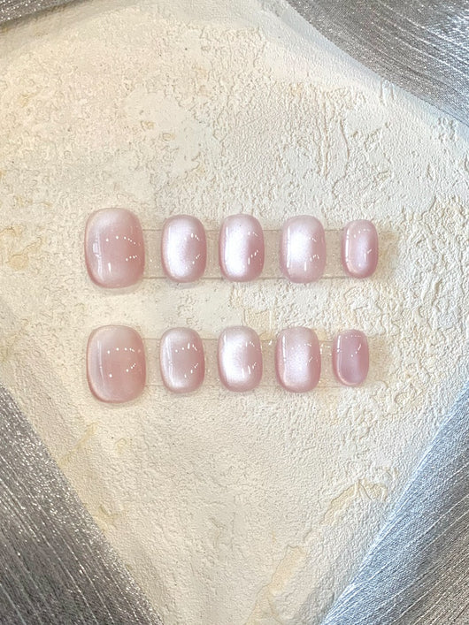 Adhesivos de Uñas Cortas Diseño Ojo de Gato Flor de Cerezo - Image 5