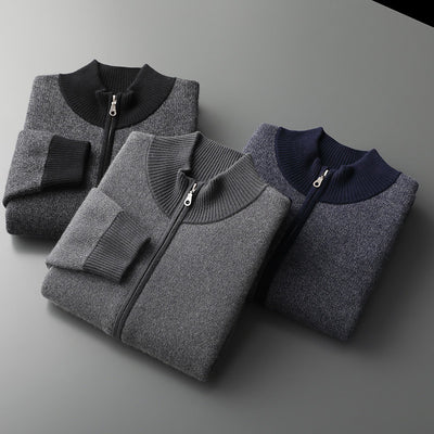 Cardigan de Cuello Alto con Cierre de Cachemira para Hombre