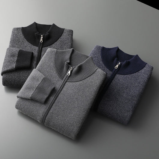 Cardigan de Cuello Alto con Cierre de Cachemira para Hombre
