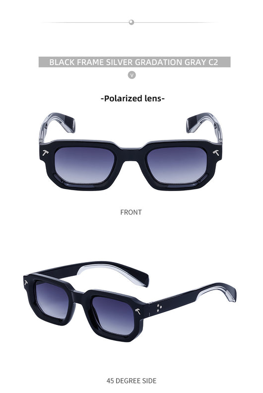 Men's square frame sunglasses with a two-tone brown and black frame, dark green lenses, and tortoise shell temples. - Image 42