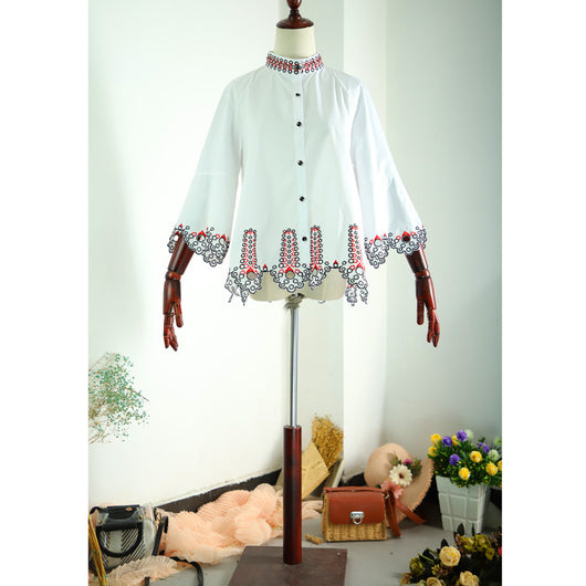 Blusa Corta Estilo Étnico con Volantes - Colección European Station - Image 3