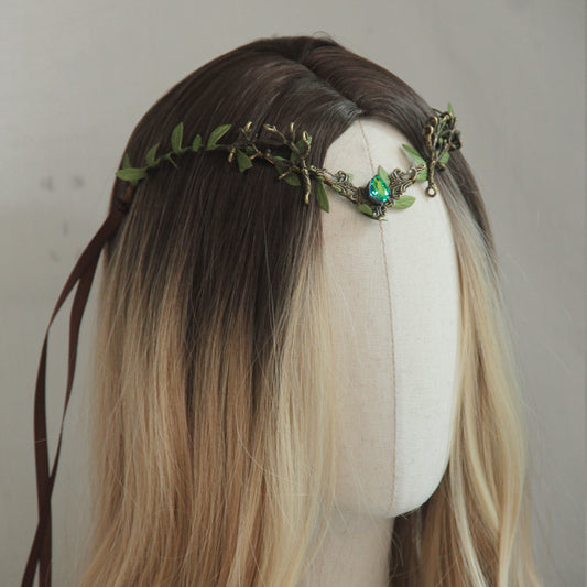 Diadema Hoja con Gota de Agua - Tocado de Hada Elfa Mágico para Mujer - Image 2