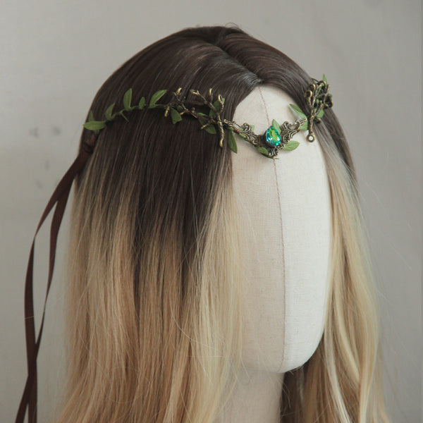 Diadema Hoja con Gota de Agua - Tocado de Hada Elfa Mágico para Mujer