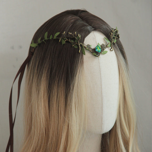 Diadema Hoja con Gota de Agua - Tocado de Hada Elfa Mágico para Mujer