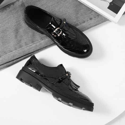 Zapatos de Cuero Charol Estilo Británico con Suela Gruesa para Mujer - Image 7