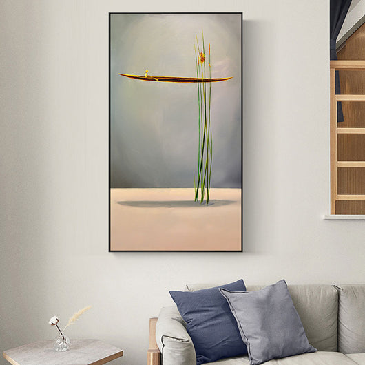 Póster Lienzo Bote Dorado - Pintura Abstracta Paisaje Natural