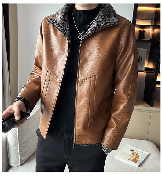 Chaqueta de Cuero Acolchada Plus Size Estilo Hong Kong para Hombre - Image 10