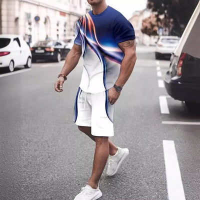 Conjunto de Pantalones Cortos y Camiseta Casual Estampada para Hombre - Image 5