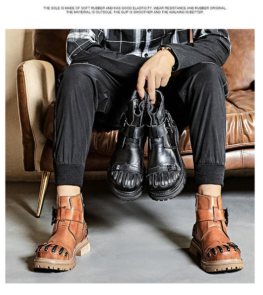 Botas Martin de Cuero para Hombre - Estilo Punk Rock con Suela Industrial - Image 12