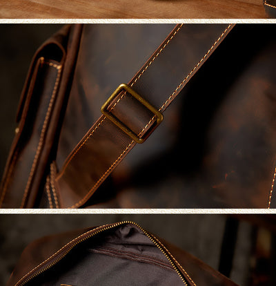 Mochila de Cuero Crazy Horse Retro para Viajeros Modernos - Image 16