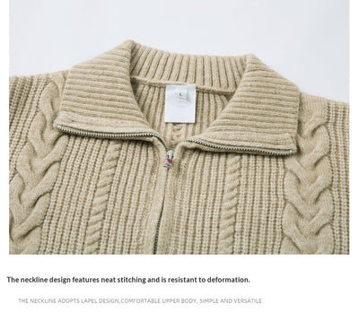 Cardigan de Punto Grueso con Cierre y Patrón Trenzado para Hombre - Image 15