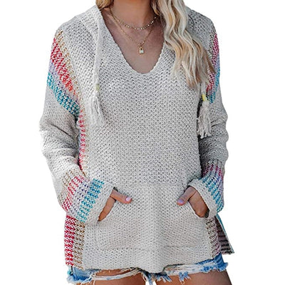 Sudadera Suelta con Capucha y Rayas de Colores - Image 13