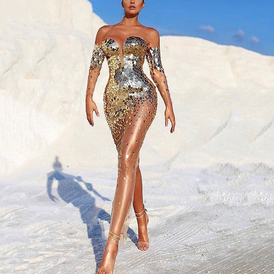 Vestido de Banquete Elegante con Temperamento Sofisticado
