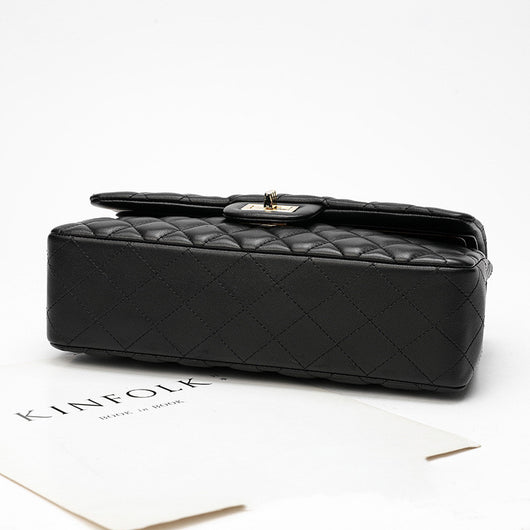 Bolso de Cuero Negro con Cadena de Diamantes para Mujer - Image 4