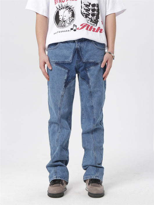 Jeans Hip-hop con Pentagrama y Cierre Lateral para Hombre - Image 6