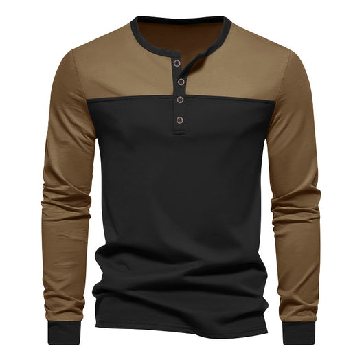 Camiseta Base Retro de Bloques de Color Manga Larga para Hombre - Image 5