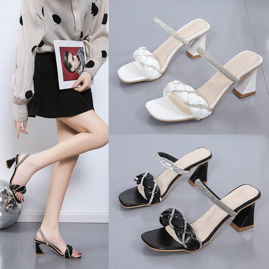 Tacones Altos Trenzados con Brillantes Estilo Coreano para Mujer - Image 4