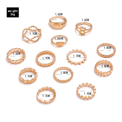 Set de 6 Anillos Articulados: Corona, Hoja y Formas Geométricas - Image 18
