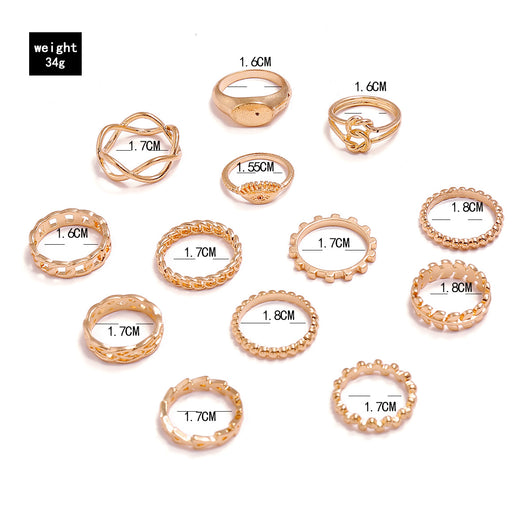 Set de 6 Anillos Articulados: Corona, Hoja y Formas Geométricas - Image 18
