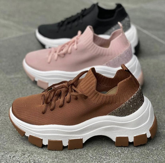 Zapatillas Deportivas Plataforma Mujer con Tejido Volador y Cordones - Image 5