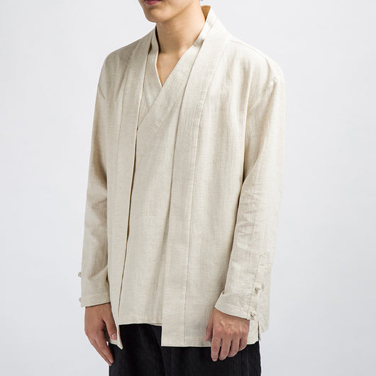 Abrigo Falsa Dos Piezas en Lino - Top de Moda Talla Grande - Image 7