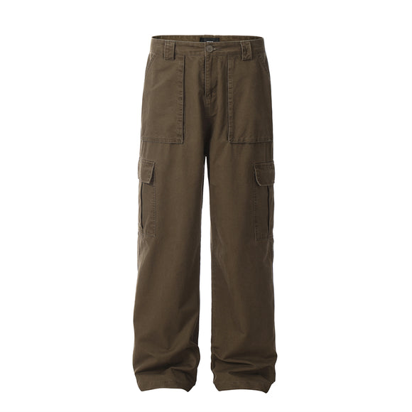 Pantalones Rectos Vintage Wash Holgados para Hombre