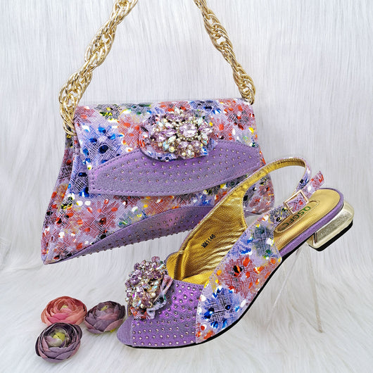 Conjunto de Zapatos y Bolso a Juego con Flores de Cristal Multicolor - Image 11