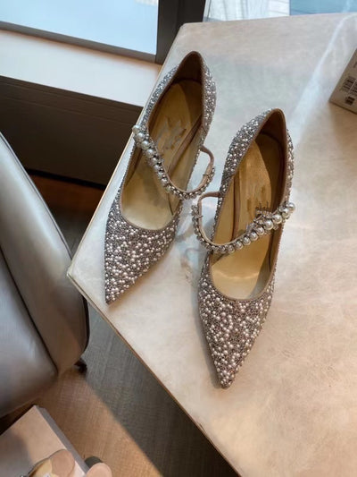 Tacones Planos Elegantes con Pedrería y Perlas - Punta Afilada para Mujer - Image 8