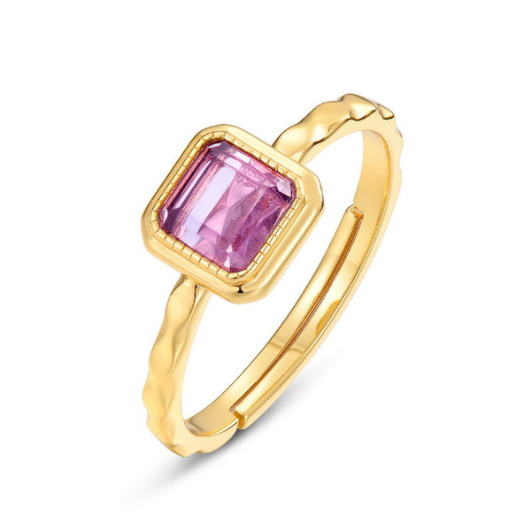 Anillo de Amatista Natural Cuadrado para Mujer