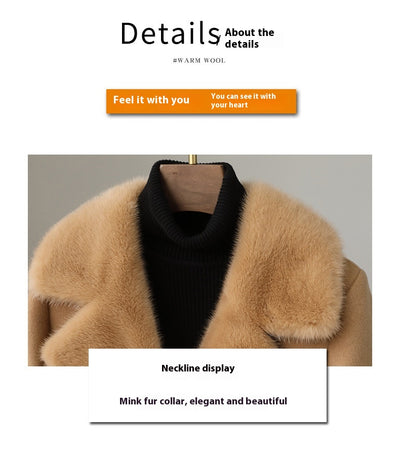 Chaqueta de Pato Blanco con Cuello de Visón Imitado y Lana Doble Faz - Image 10