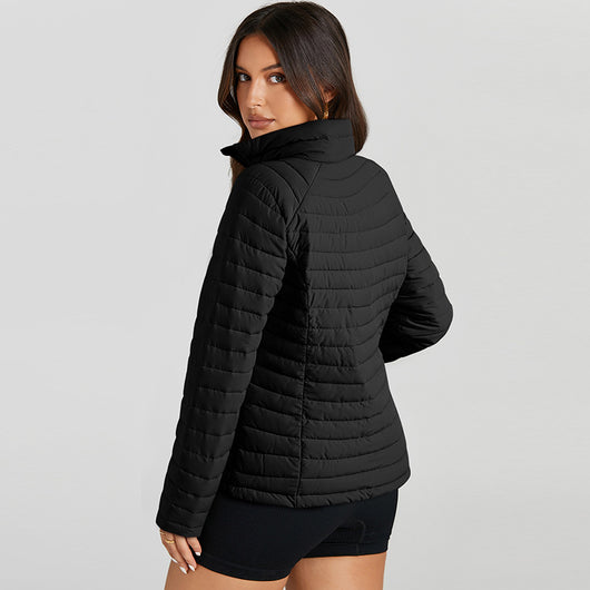 Chaqueta Acolchada de Algodón para Mujer con Cuello Tipo Mao - Image 3