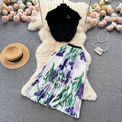 Conjunto de Dos Piezas: Blusa Plisada sin Mangas y Falda Diseño Exclusivo para Mujer - Image 21