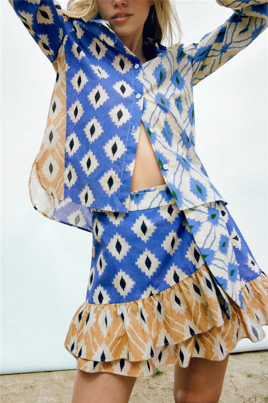 Conjunto de Falda Pantalón Estampado Estilo Europeo y Americano - Image 16