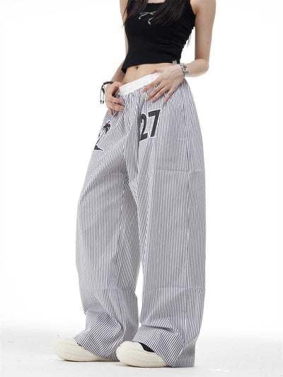 Pantalones Rectos Anchos con Rayas Verticales Bordadas - Efecto Adelgazante - Image 5