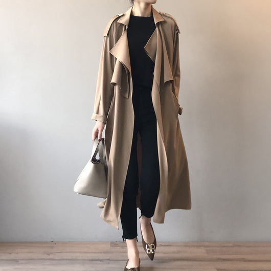 Abrigo Trinchera Largo para Mujer Estilo Británico Retro