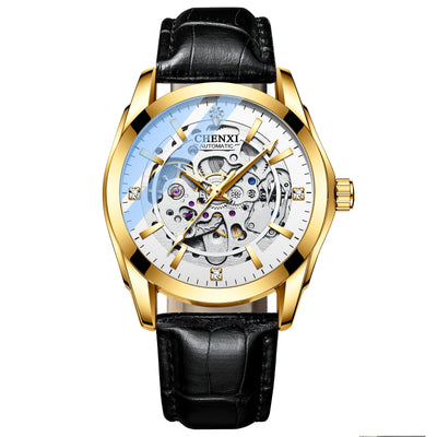Reloj Automático para Hombre con Correa de Cuero, Esfera Hueca y Luminoso - Image 9