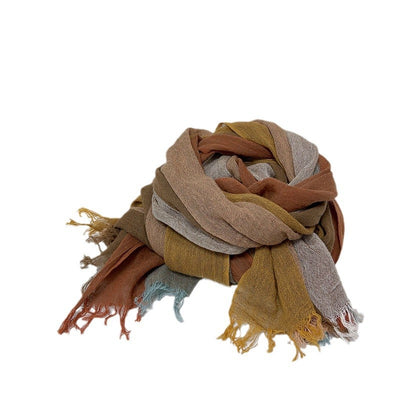 Pañuelo de Algodón y Lino a Rayas - Chal Suave para Mujer - Image 5