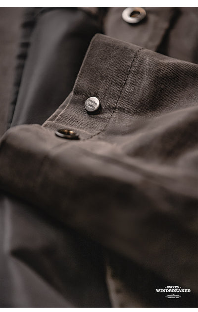 Abrigo Impermeable de Lana Encerada Estilo Británico Marrón - Gabardina Retro para Hombre - Image 15