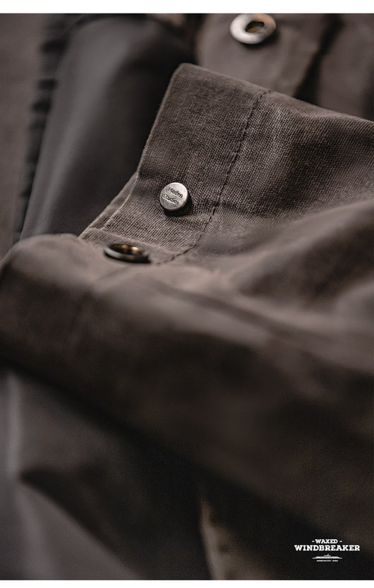 Abrigo Impermeable de Lana Encerada Estilo Británico Marrón - Gabardina Retro para Hombre - Image 15