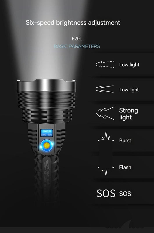 Linterna LED Recargable P90 Impermeable con Pantalla Digital - Potente Luz para Camping y Rescate - Image 9