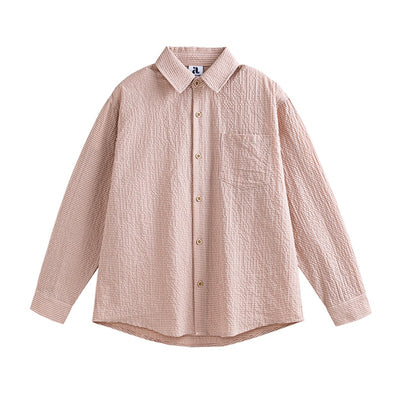 Camisa de Manga Larga Cuadros con Textura Burbuja para Hombre - Otoño - Image 5