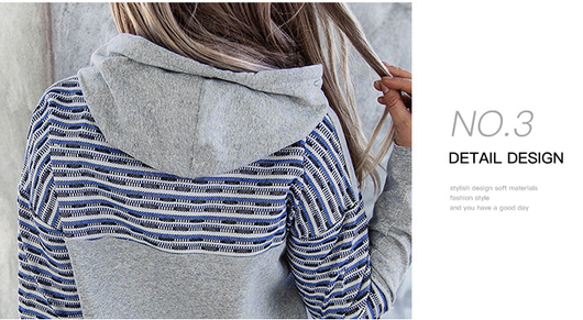 Sudadera con Capucha Mujer a Rayas - Estilo Casual Versátil - Image 7