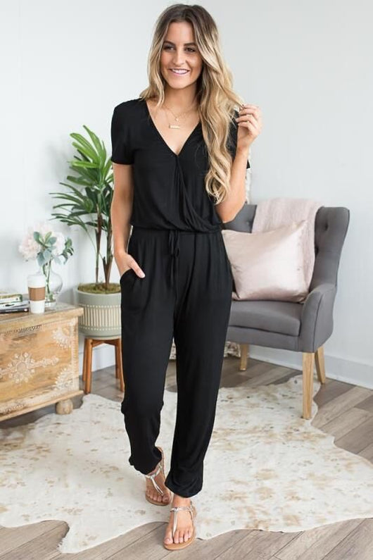 Jumpsuit Mujer Cintura Elástica con Cordón y Bolsillos - Image 2