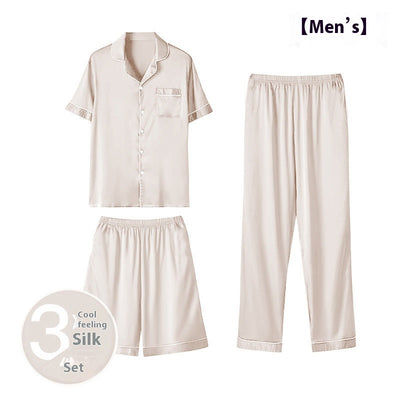 Pijama de Seda Helada para Hombre - Conjunto de Tres Piezas - Image 7