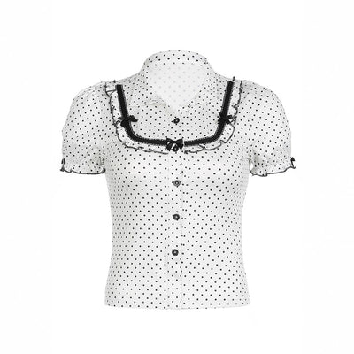 Blusa Estilo Francés con Moño y Lunares - Image 5