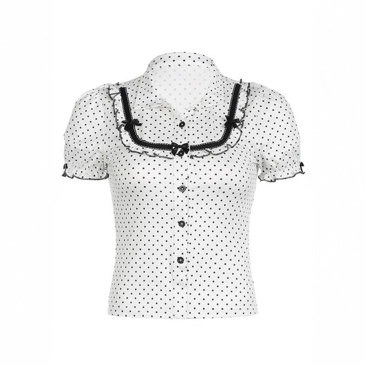 Blusa Estilo Francés con Moño y Lunares - Image 5