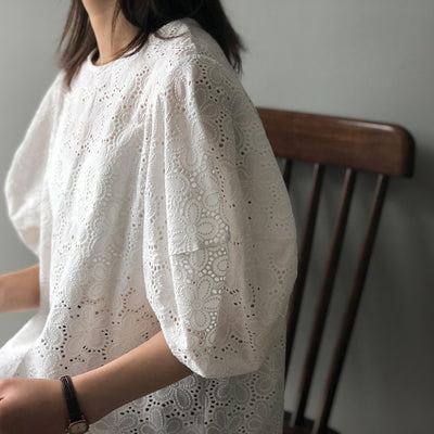 Blusa Coreana con Mangas Abullonadas Estilo Literario para Mujer - Image 3