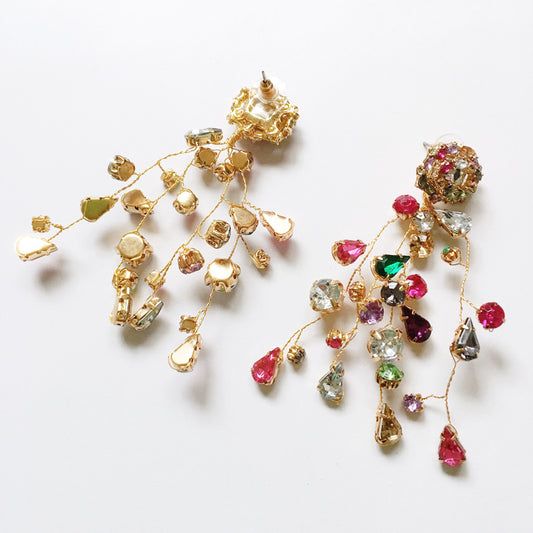 Aretes de Cristal Multicolor con Brillo de Diamante